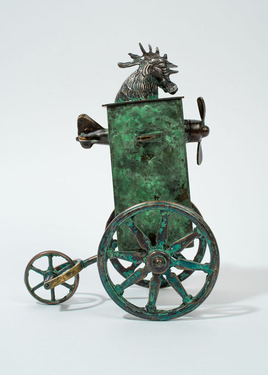 Spitfire Cock - patinated brass and copper vessel - 23cm 