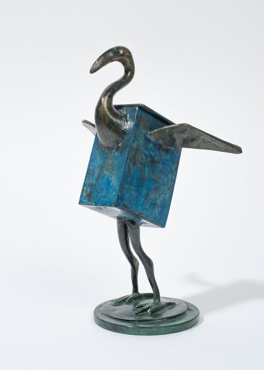 Bluebird Box - patinated brass and copper vessel - 16cm