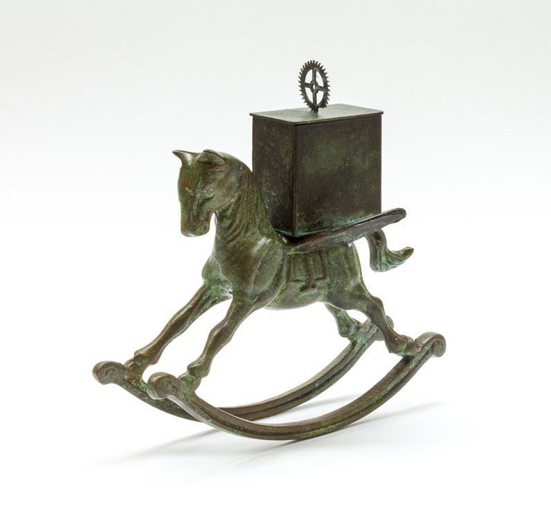 Rocking Horse Reliquary Box - patinated brass and copper - 15 cm