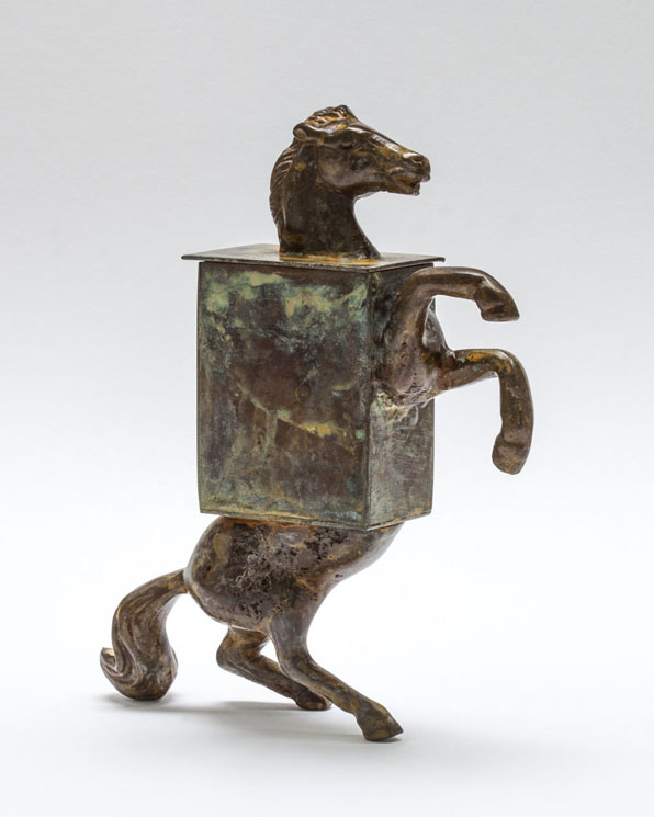 Horse Box - pattinated rass and copper vessel - 20cm